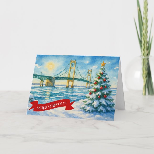 Cartes Pour Fêtes Annuelles Mackinac Bridge Christmas Card (Devant)