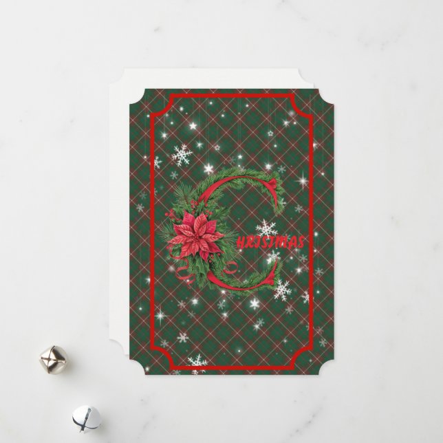 Cartes Pour Fêtes Annuelles MacKinnon Hunting Scottish Tartan Christmas (Devant/Arrière en situation)