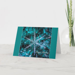 Cartes Pour Fêtes Annuelles Macro photo flocon de neige Happy Holidays Card