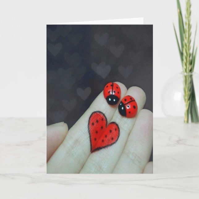 Cartes Pour Fêtes Annuelles Madame Bug Heart Valentines Card (Devant)