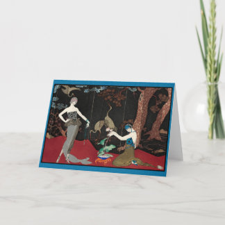 Cartes Pour Fêtes Annuelles Madame et cigognes d'art déco