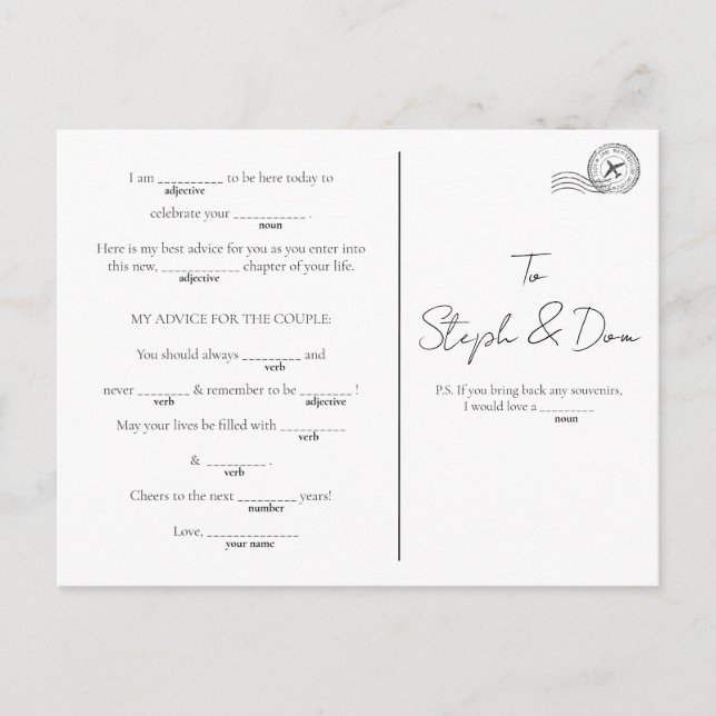 Cartes Pour Fêtes Annuelles MadLib - Fiançailles, Goodbye Party, (Devant)