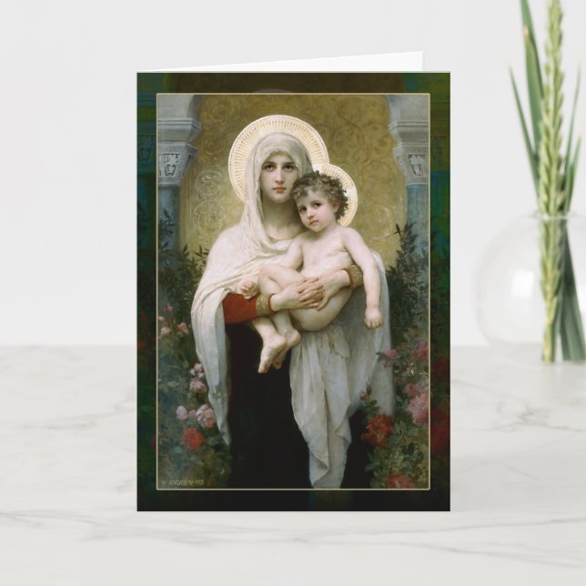 Cartes Pour Fêtes Annuelles Madona avec Rose (Devant)