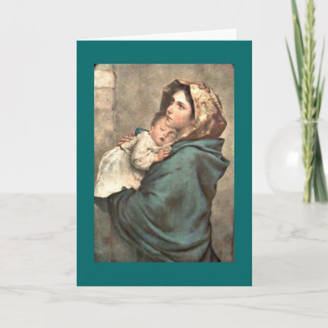 Cartes Pour Fêtes Annuelles Madonna à Scarf porte le bébé Jésus (Devant)