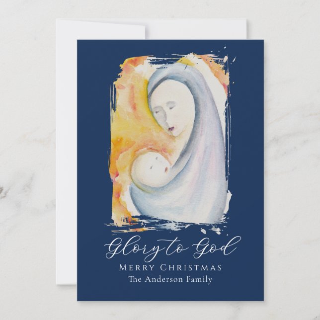 Cartes Pour Fêtes Annuelles Madonna and Child Bible Verse Calligraphy Script (Devant)