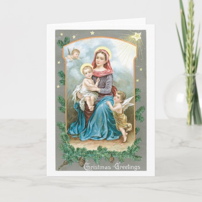Cartes Pour Fêtes Annuelles Madonna avec Christ Child (Devant)