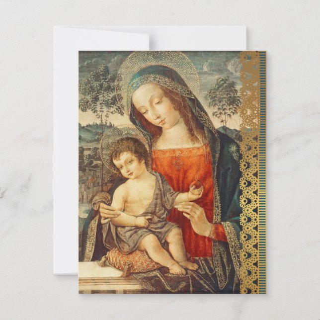 Cartes Pour Fêtes Annuelles Madonna Child Classic Art Noël religieux (Devant)
