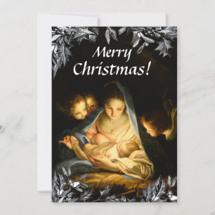 Cartes Pour Fêtes Annuelles Madonna Child ClassicArt Victorian Holly Christmas