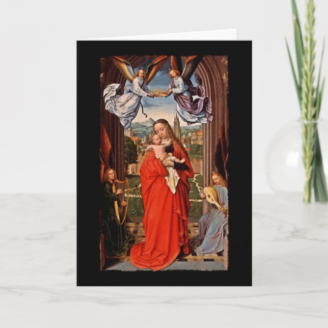 Cartes Pour Fêtes Annuelles Madonna Christ Enfant et Anges (Devant)