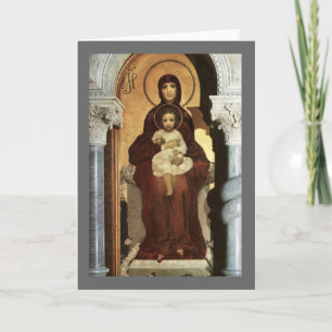 Cartes Pour Fêtes Annuelles Madonna et Bébé Jésus sur le trône