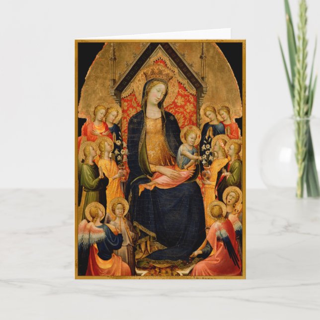Cartes Pour Fêtes Annuelles Madonna et enfant avec des anges musicaux (Devant)