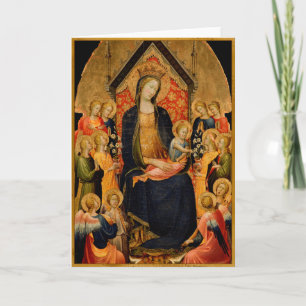 Cartes Pour Fêtes Annuelles Madonna et enfant avec des anges musicaux