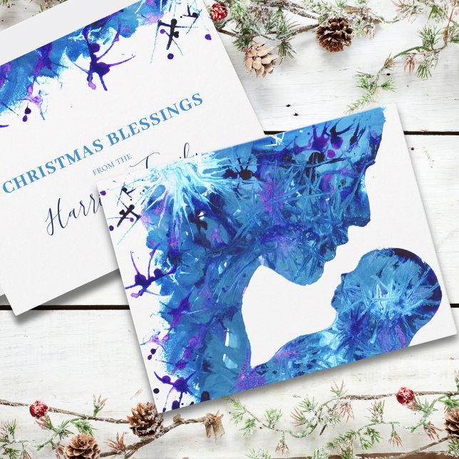 Cartes Pour Fêtes Annuelles Madonna et Enfant Belle aquarelle (Jesus and Mary abstract watercolor religious christmas holiday card)