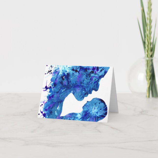 Cartes Pour Fêtes Annuelles Madonna et Enfant Nativité Bleu aquarelle (Devant)