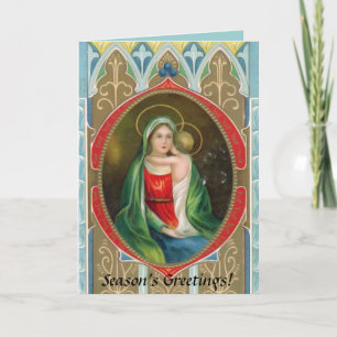Cartes Pour Fêtes Annuelles Madonna Mary et Enfant Vintage Noël religieux