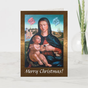 Cartes Pour Fêtes Annuelles Madonna With Child, Book and Cherubs