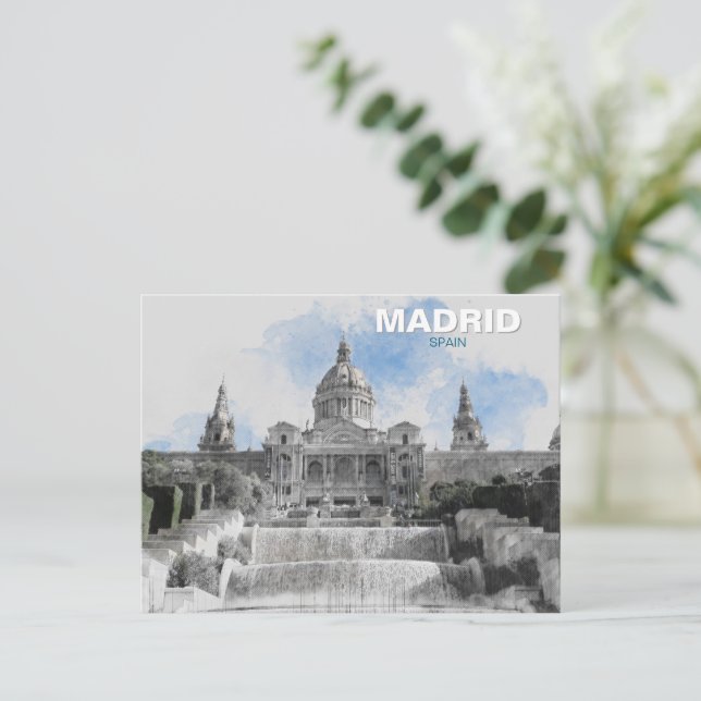 Cartes Pour Fêtes Annuelles Madrid Espagne - Souvenir de vacances avec ville P (Debout devant)