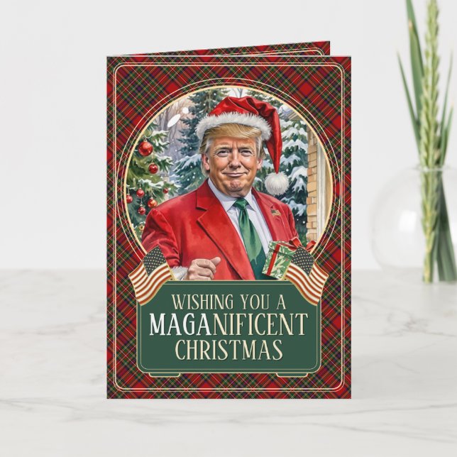 Cartes Pour Fêtes Annuelles MAGA Père Noël Trump Noël MAGAnifique Plié (Devant)