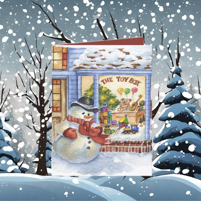 Cartes Pour Fêtes Annuelles Magasin de jouets mignon aquarelle Noël (Créateur téléchargé)
