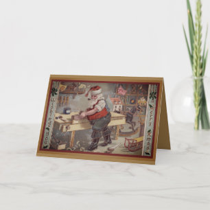 Cartes Pour Fêtes Annuelles Magasin de jouets Père Noël vintage