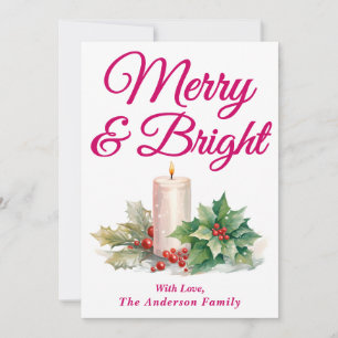 Cartes Pour Fêtes Annuelles Magenta Script manuscrit Joyeux et lumineux