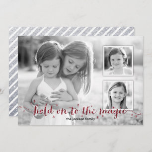 Cartes Pour Fêtes Annuelles Magic Dust Red 3 Photo Holiday Card