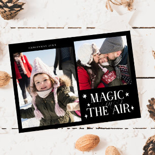 Cartes Pour Fêtes Annuelles Magic In The Air Black Multi Photo Holiday Card