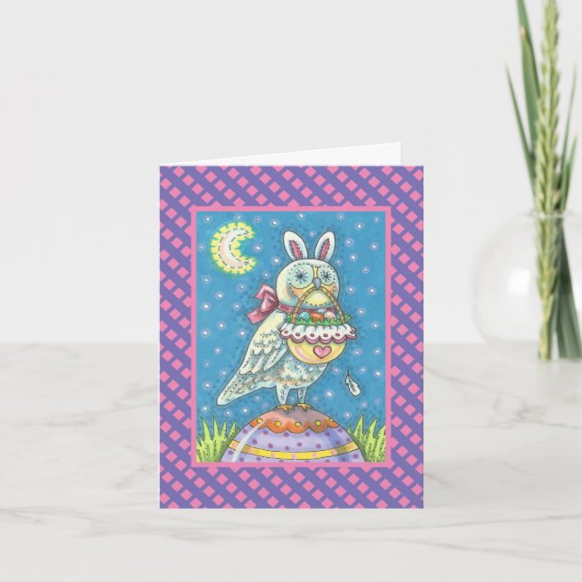 CARTES POUR FÊTES ANNUELLES MAGIC OWL & EASTER BASKET GREECART VERSE (Devant)