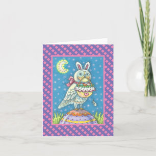 CARTES POUR FÊTES ANNUELLES MAGIC OWL & EASTER BASKET GREECART VERSE