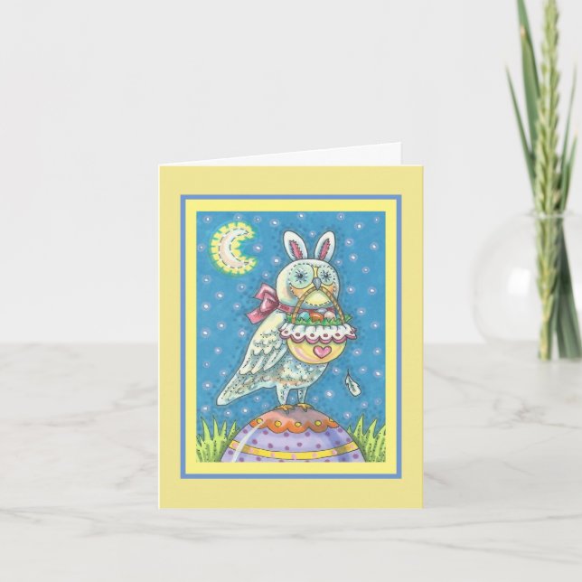 CARTES POUR FÊTES ANNUELLES MAGIC OWL & EASTER BASKET GREECART VERSE (Devant)