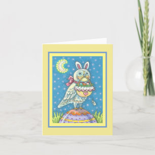 CARTES POUR FÊTES ANNUELLES MAGIC OWL & EASTER BASKET GREECART VERSE