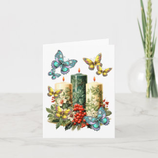 Cartes Pour Fêtes Annuelles Magical christmas candles with christmas butterfly