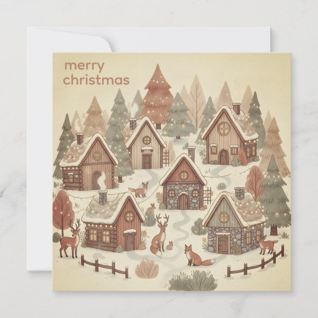 Cartes Pour Fêtes Annuelles Magical Forest Boho Christmas (Devant)