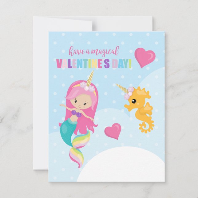 Cartes Pour Fêtes Annuelles Magical Mermaid Classroom Valentine's Day Card (Devant)