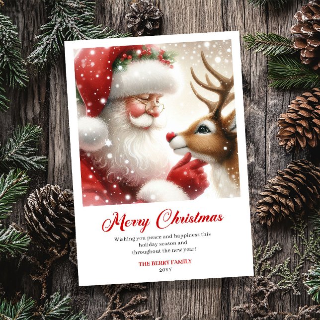Cartes Pour Fêtes Annuelles Magical Santa With Rudolph Classic Christmas Card (Magical Santa With Rudolph Classic Christmas Greeting Card)