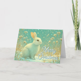 Cartes Pour Fêtes Annuelles Magical Winter White Rabbit Merry Christmas