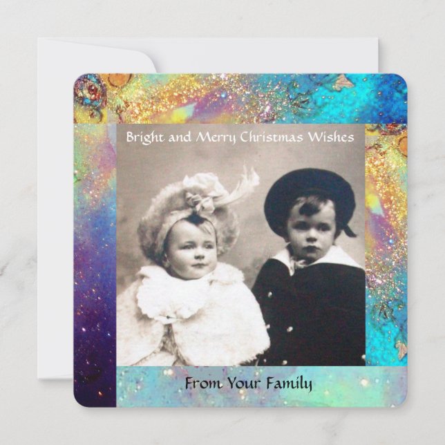 Cartes Pour Fêtes Annuelles MAGIE BOTERFING PLANTE OR BLEU SPARKLES Noël (Devant)