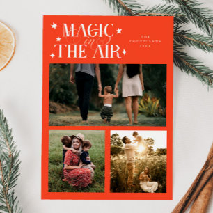 Cartes Pour Fêtes Annuelles Magie Dans L'Air Multi Photo Rouge Rétro