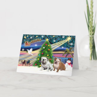 Cartes Pour Fêtes Annuelles Magie de Noël - 2 Bulldogs anglais