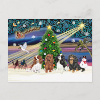 Cartes Pour Fêtes Annuelles Magie de Noël / Cavalier King Charles (quatre)