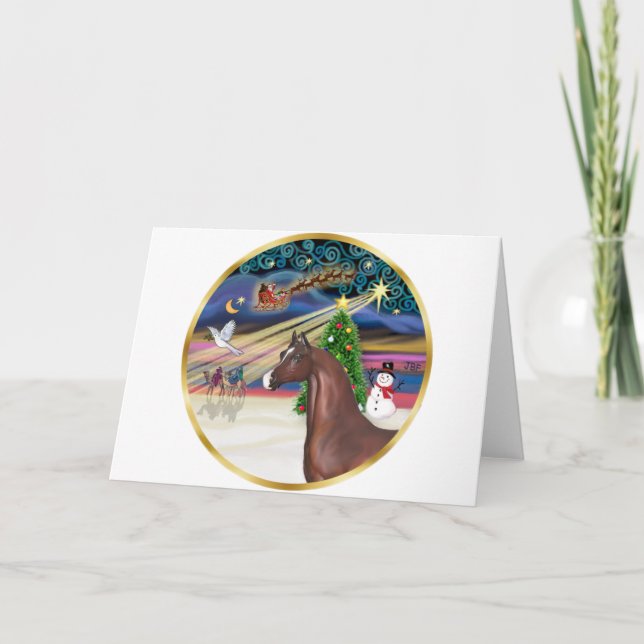 Cartes Pour Fêtes Annuelles Magie de Noël - Cheval arabe Brown (Devant)