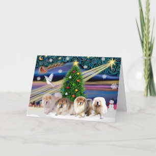 Cartes Pour Fêtes Annuelles Magie de Noël Chow Chows (quatre)