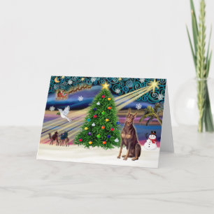 Cartes Pour Fêtes Annuelles Magie de Noël Doberman Pinscher (rouge)