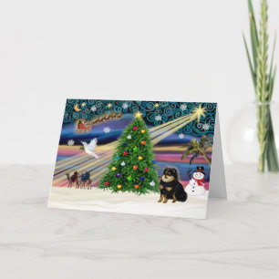 Cartes Pour Fêtes Annuelles Magie de Noël - Pomeranian noir et feu