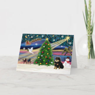 Cartes Pour Fêtes Annuelles Magie de Noël - Pomeranian noir et feu