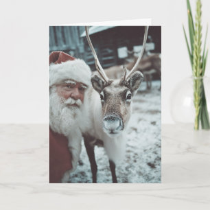Cartes Pour Fêtes Annuelles Magie hivernale de Noël avec le Père Noël et les r