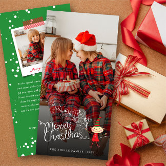 Cartes Pour Fêtes Annuelles Magique Cartoon Elf Joyeux Noël Photo Holiday