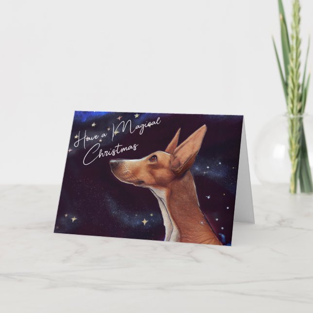 Cartes Pour Fêtes Annuelles Magique Chien de Noël Art Whimsical (Devant)