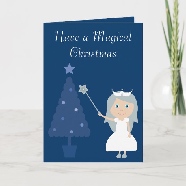 Cartes Pour Fêtes Annuelles Magique Fairy Princess & Tree Blue Card (Devant)