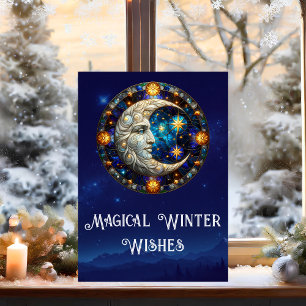 Cartes Pour Fêtes Annuelles Magique hiver veut Céleste Lune Noël